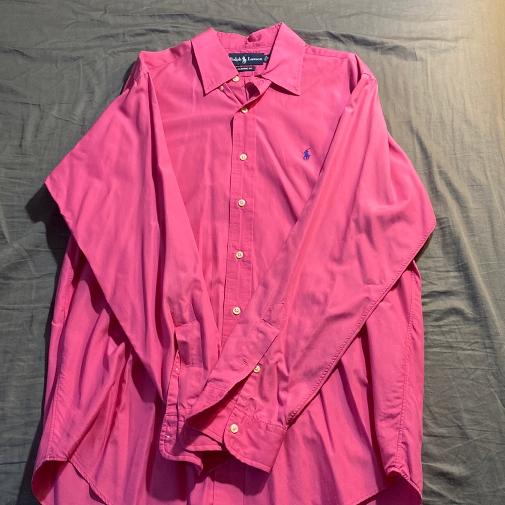 Men’s pink long sleeve dress shirt